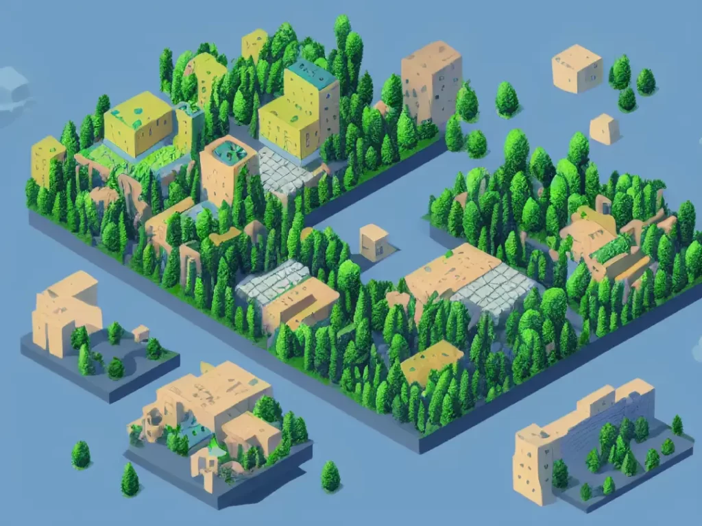 Ilustración de una ciudad esponja arborizada