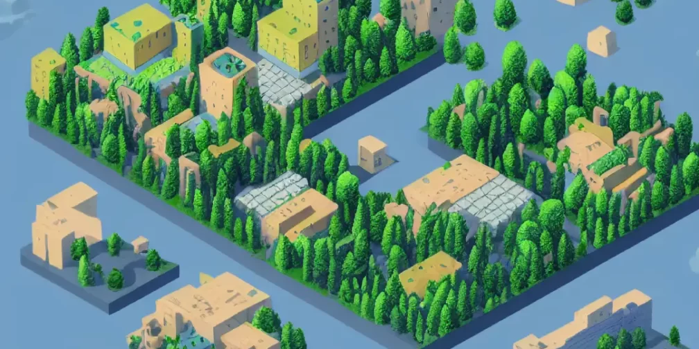 Ilustración de una ciudad esponja arborizada